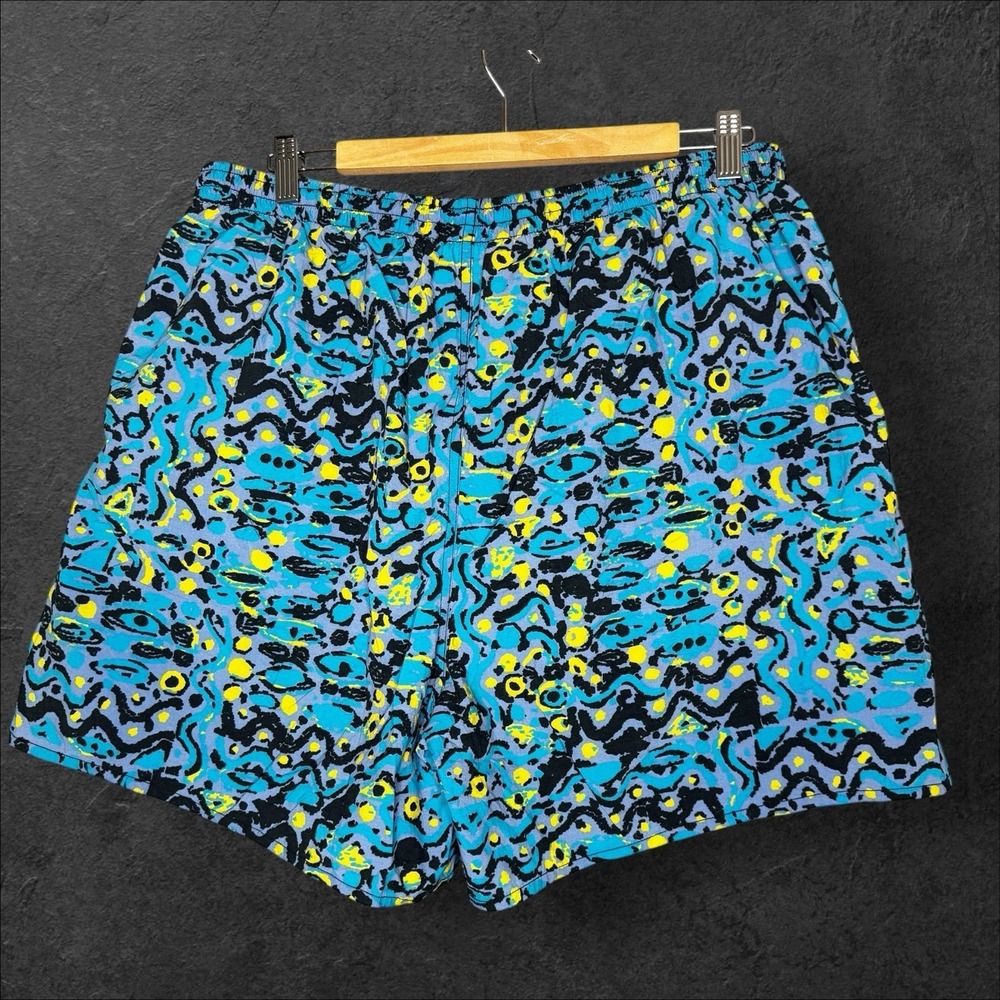 Vintage Nike All Over Abstract Art Nylon Swim Trunk Shorts Mens XXL 5" Inseam